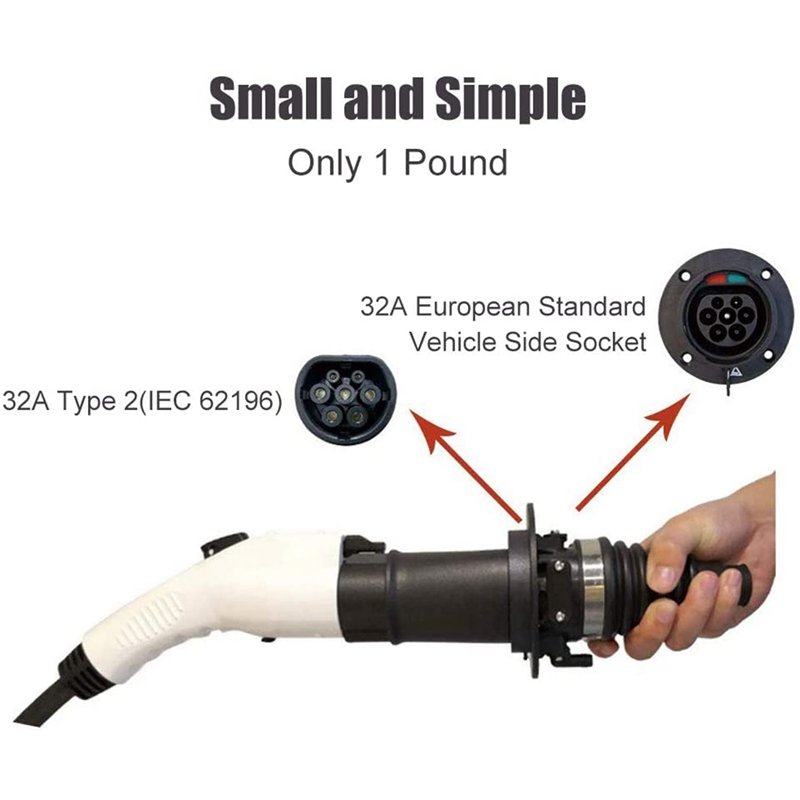 EVSE EV Adaptor 32A SAE J1772 Type 1 To Type 2 Plug EV Adapter Electric Cars Vehicle Charger Charging Connector — photo